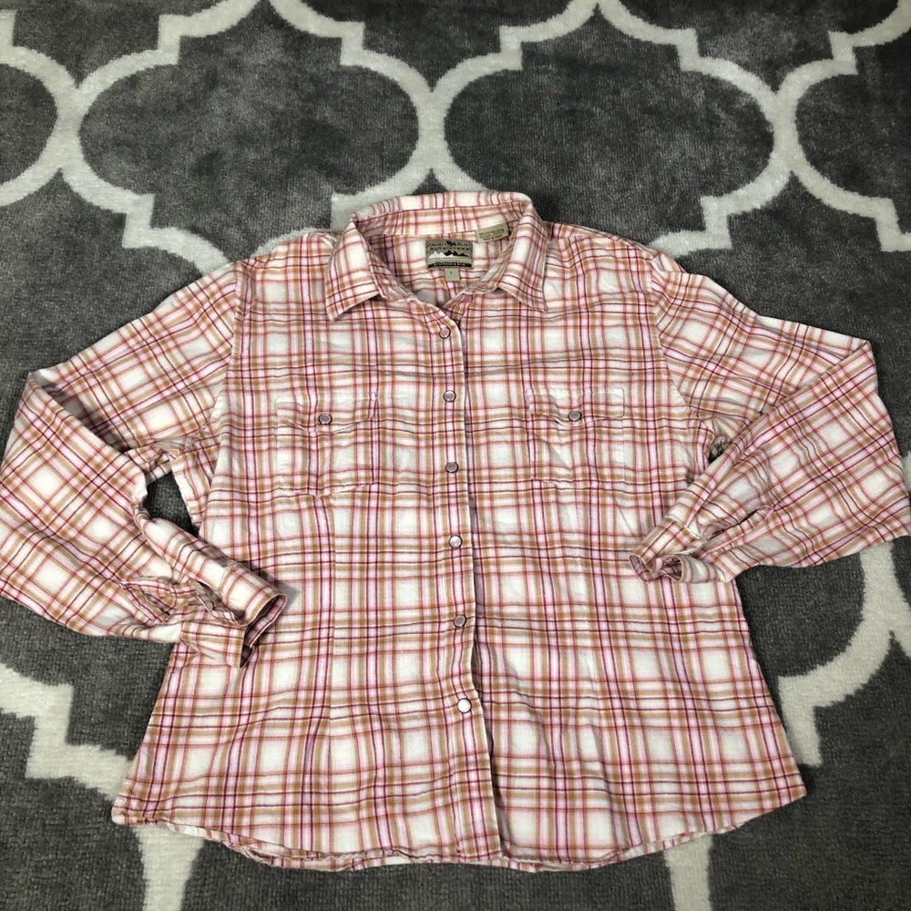 Powder River Outfitters Shirt Panhandle Slim Womens Large Long Sleeve Top Pink